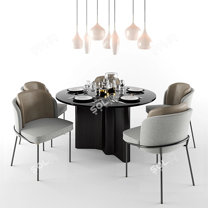 Elegant Minotti Chair Set 3D model image 1