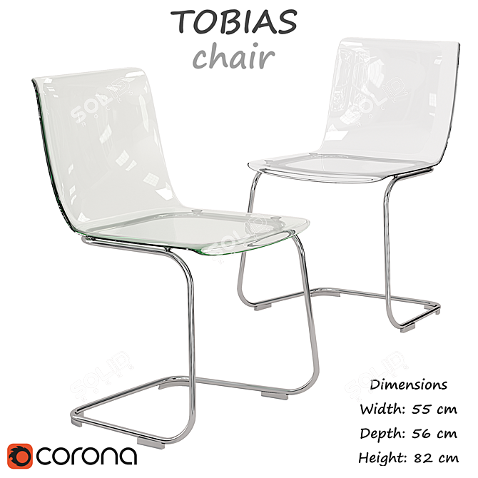 Tobias Clear Chrome Plated Chair 3D model image 1