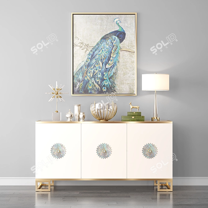 Glamorous Prynne Credenza with Crystal Decor 3D model image 1