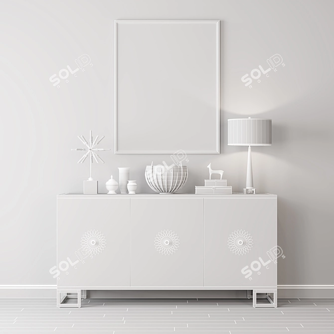 Glamorous Prynne Credenza with Crystal Decor 3D model image 3