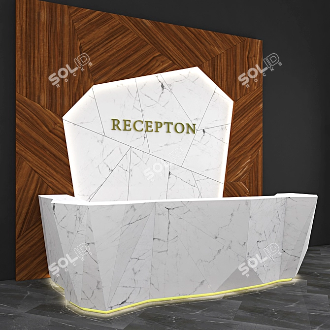 Sleek Reception Desk: Modern Design and Spacious 3D model image 2