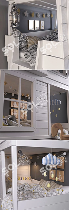 Moonsters Cot-Cottage Bunk Bed 3D model image 2