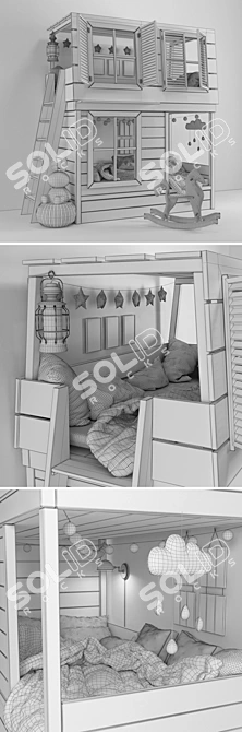 Moonsters Cot-Cottage Bunk Bed 3D model image 3