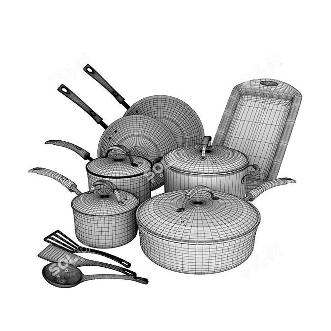 Modern Dishware Set: 69.213 Polygons 3D model image 3