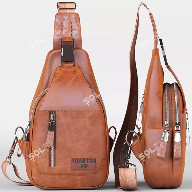 Yuan Fan Leather Bag: Stylish and Functional 3D model image 1