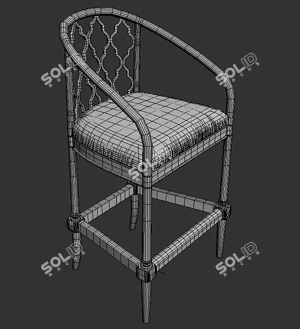 Modern Geometric Barstool 3D model image 2