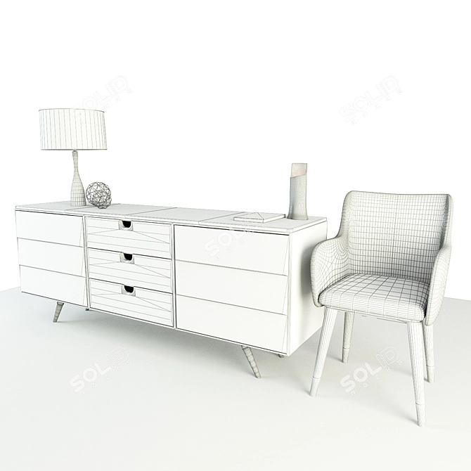 Modern Office Cabinet and Chair Set 3D model image 3