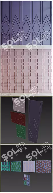 Contemporary 3D Panels - Customizable, Set of 4 3D model image 3