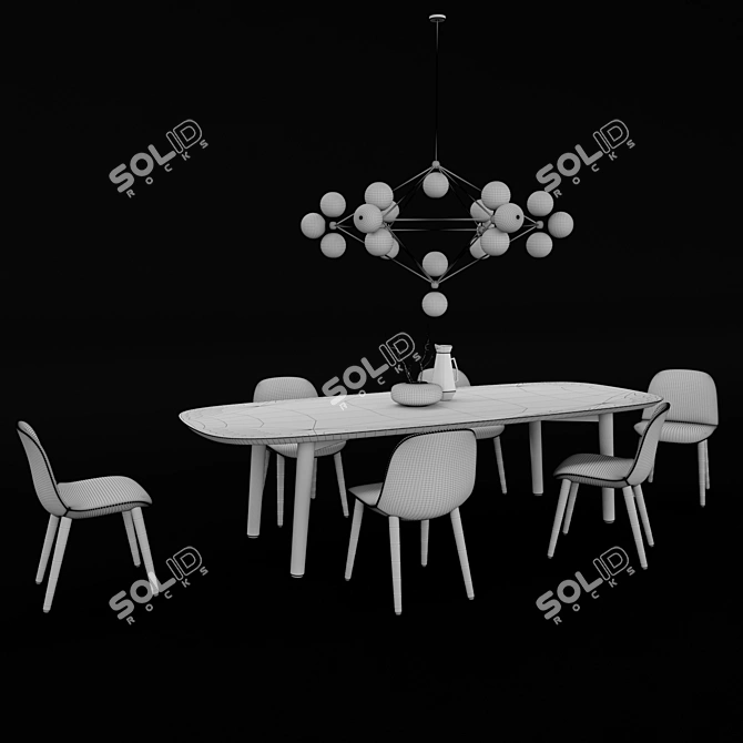 Elegant and Modern Mad Dining Set 3D model image 3