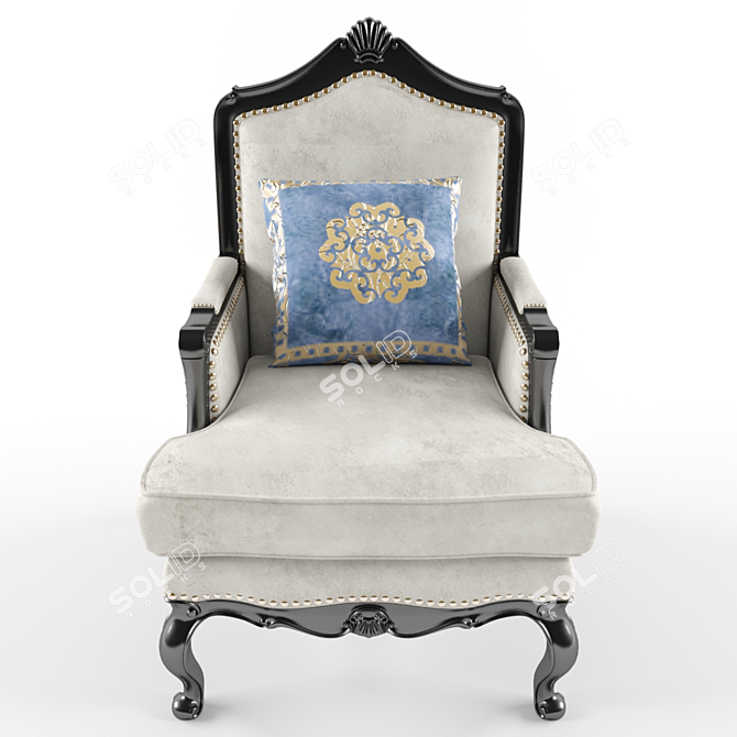 Elegant Classic Armchair with Pillow 3D model image 1