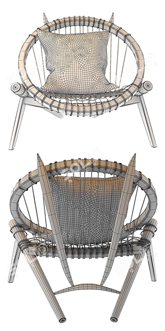 Devil Wood Armchair: Exquisitely Woven 3D model image 3