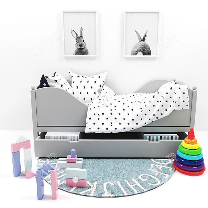 Baladin Kids Bed - Grey Pearl Finish 3D model image 1