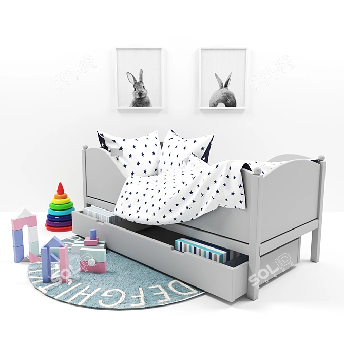 Baladin Kids Bed - Grey Pearl Finish 3D model image 2