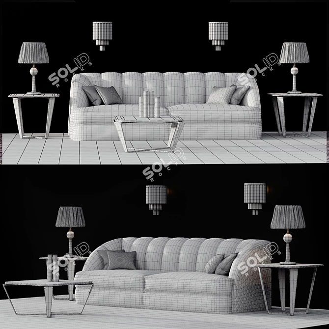 Luxury Charlotte Sofa: Glamour Art-Deco Design 3D model image 2