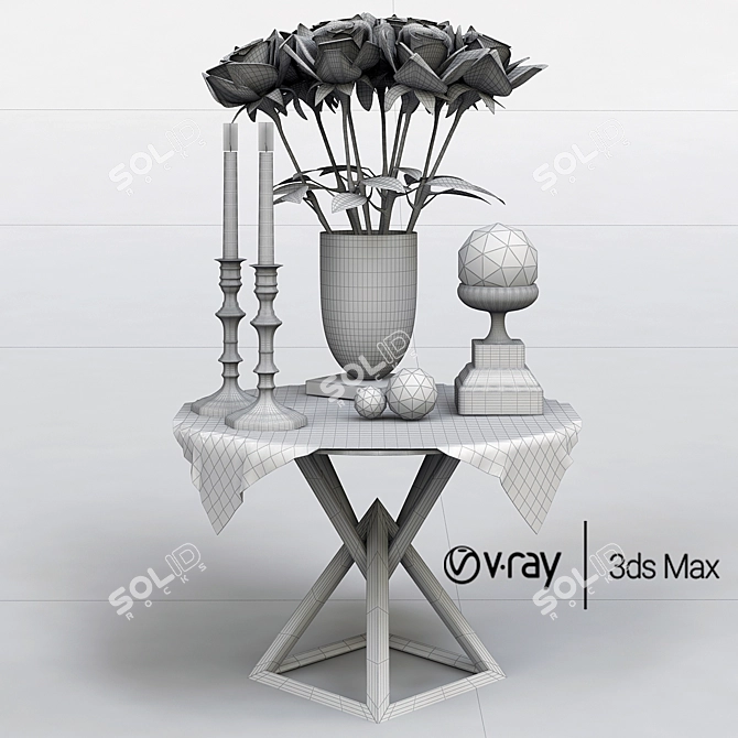 Elegant Rose Decor 3D model image 2