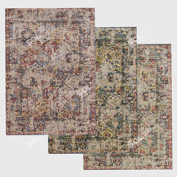 Vintage Bakhtiari Carpets by Louis de Poortere 3D model image 1