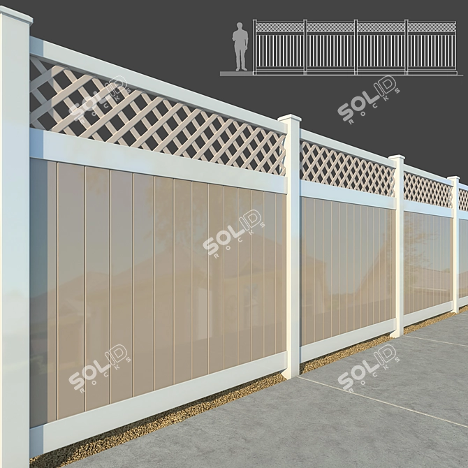 Rustic Wooden Fence Partition 3D model image 1