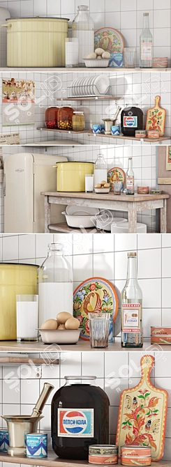 Vintage Soviet Kitchen Decor 3D model image 2