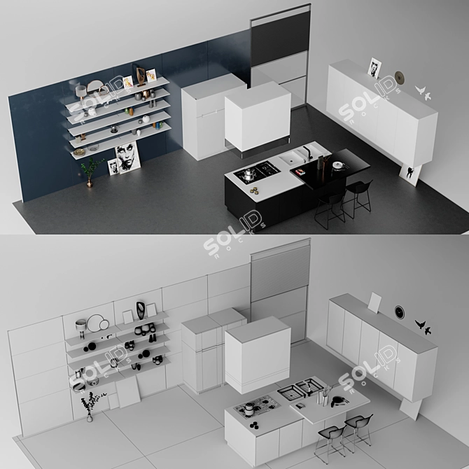 Poliform Twelve Kitchen 3D Model 3D model image 3