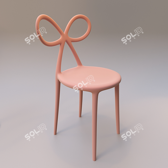 Elegant Ribbon Chair & Lolita Lamp 3D model image 2