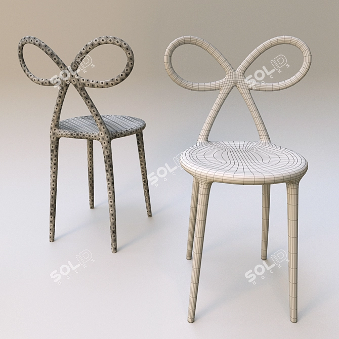 Elegant Ribbon Chair & Lolita Lamp 3D model image 3