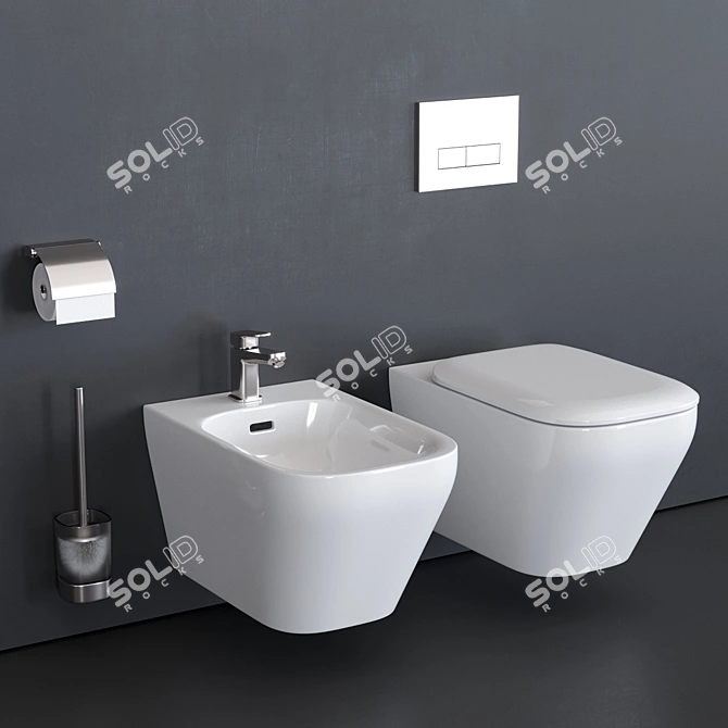 Modern Wall-Hang Tonic II Toilet 3D model image 1