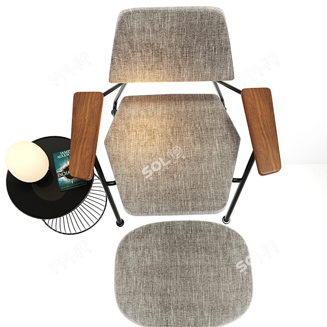 Modern Polygon Armchair With Pouf 3D model image 3