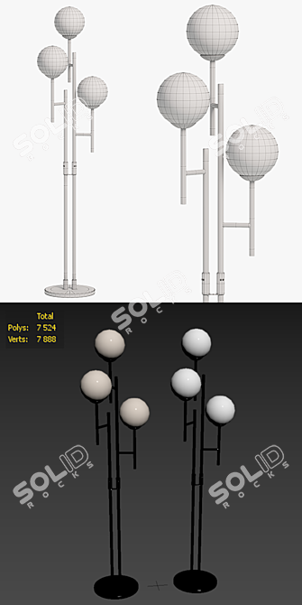 Comet 3-Light Floor Lamp 3D model image 2