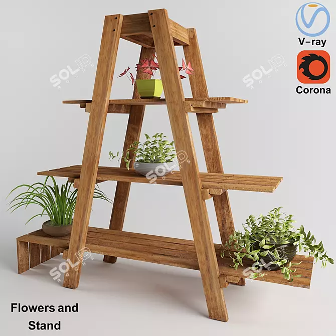 3D Flowers and Stand 3D model image 1