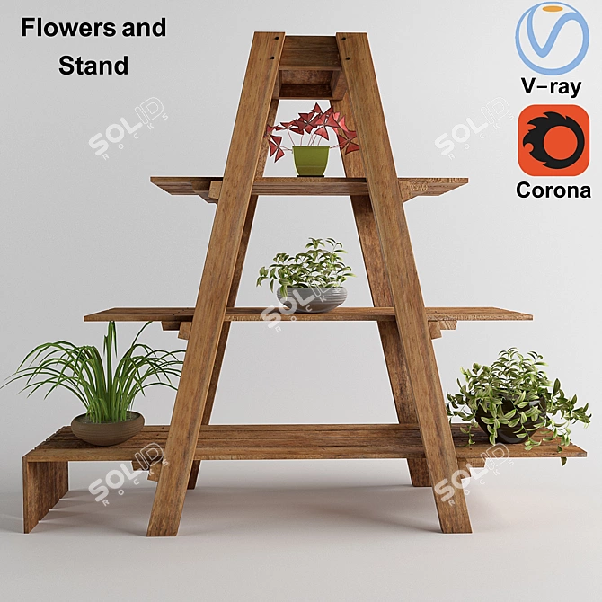 3D Flowers and Stand 3D model image 2