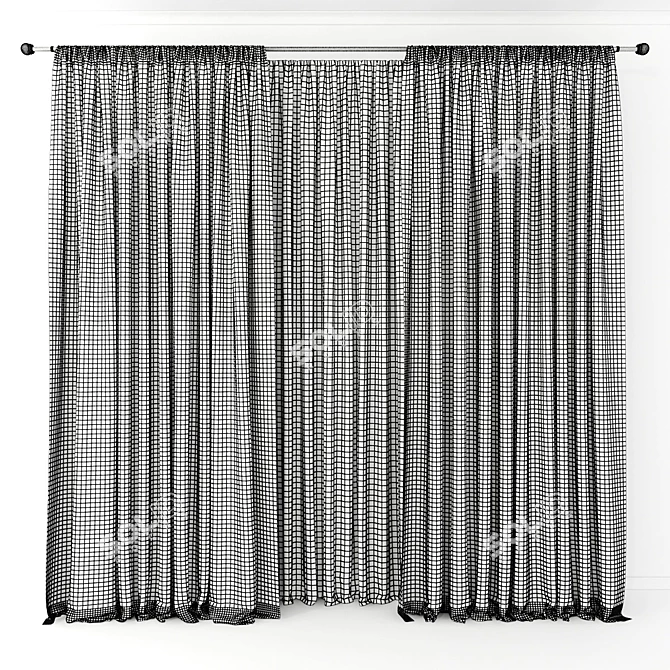 Elegant Sheer Lace Curtains 3D model image 2