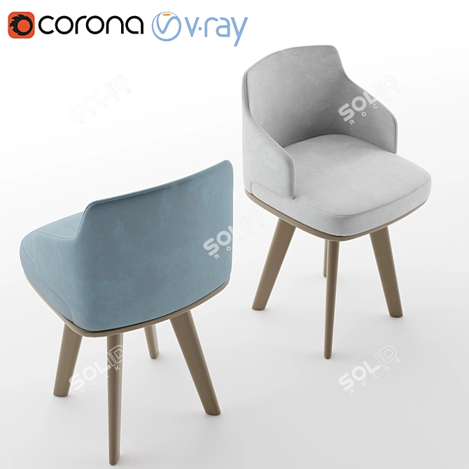 Elegant Agordo Chair-Vray & Corona 3D model image 1