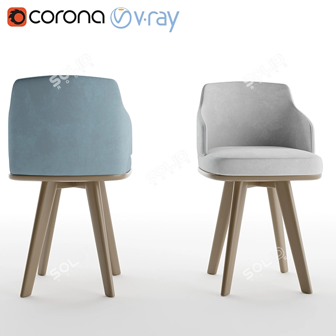 Elegant Agordo Chair-Vray & Corona 3D model image 2