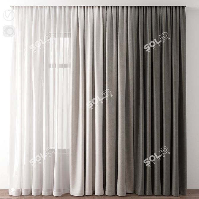 Elegant Drapery: High-Quality Curtain 3D model image 1