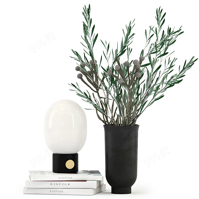 JWDA Table Lamp with Realistic Plants 3D model image 1