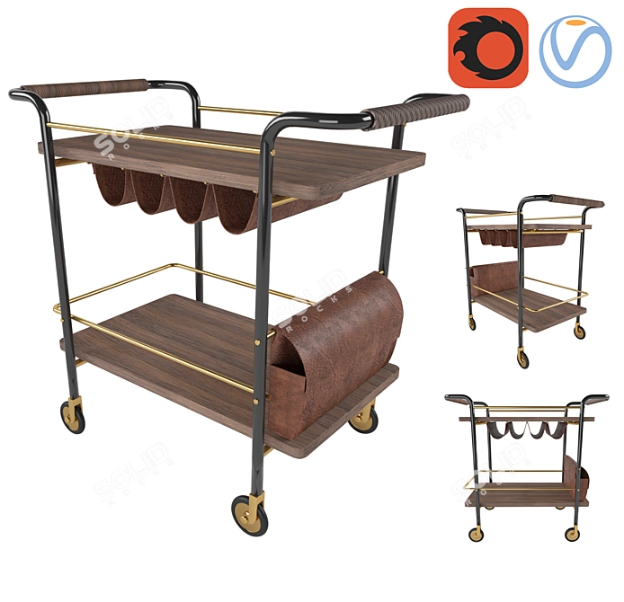 Sleek Valet Bar Cart | Stylish and Efficient 3D model image 1