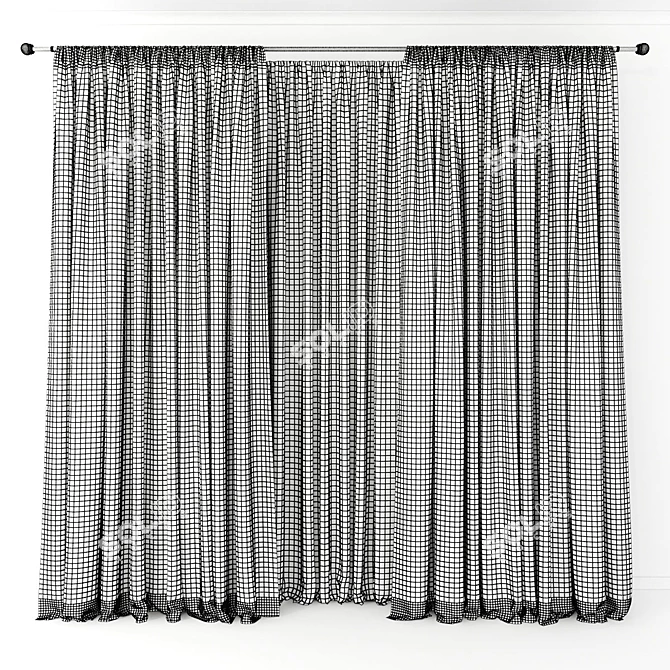 Elegant Velvet Curtains 3D model image 2