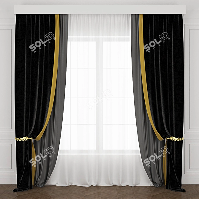 Title: Art Deco Shell Curtains 3D model image 1