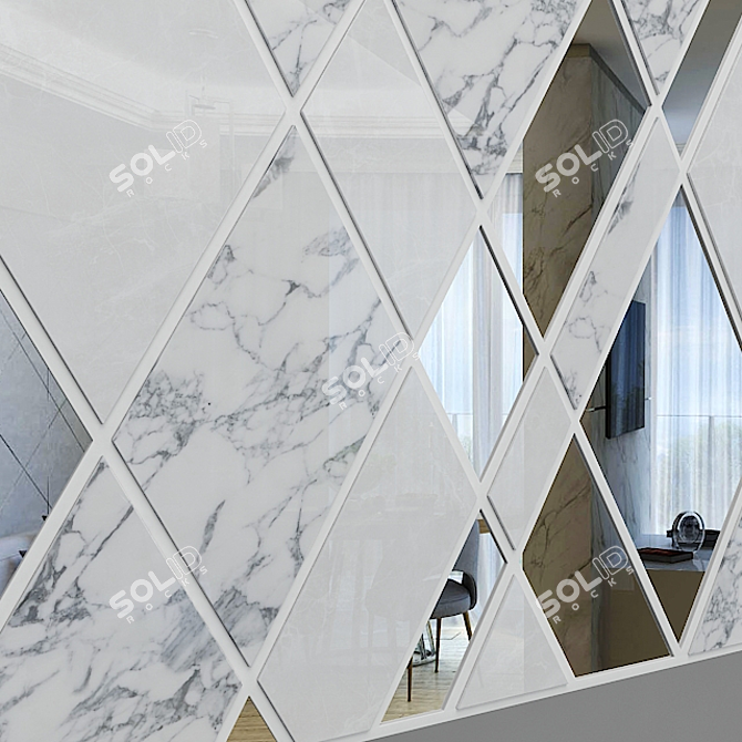 Mirrored Marble Wall Panel 3D model image 2