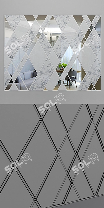 Mirrored Marble Wall Panel 3D model image 3