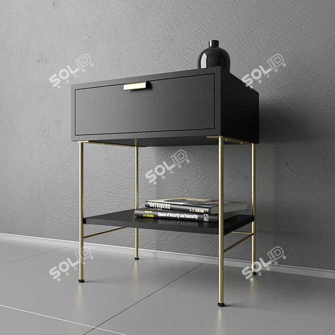 Sleek JAGGER Bedside Table 3D model image 2