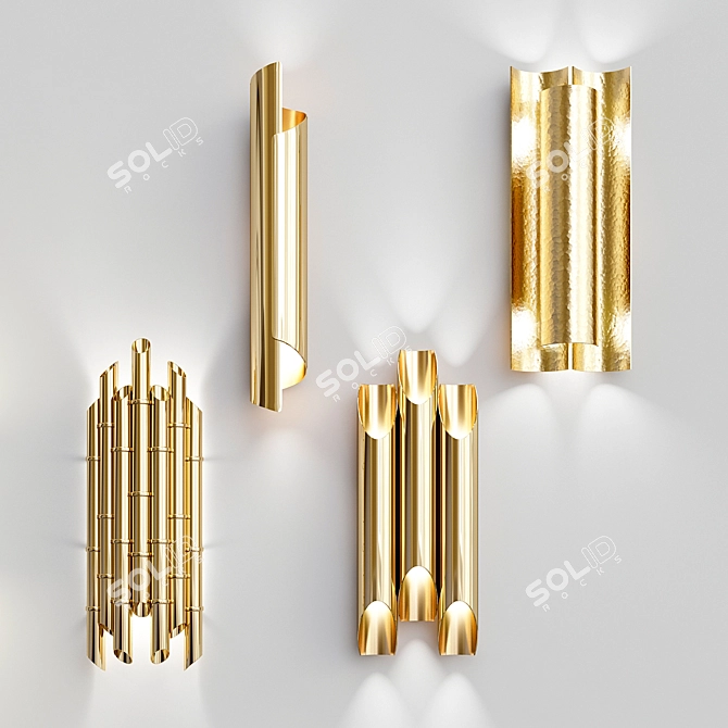 Elegant Quadruple Wall Lights 3D model image 1