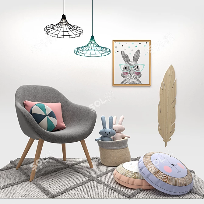 Elegant Nursery Decor Set 3D model image 1