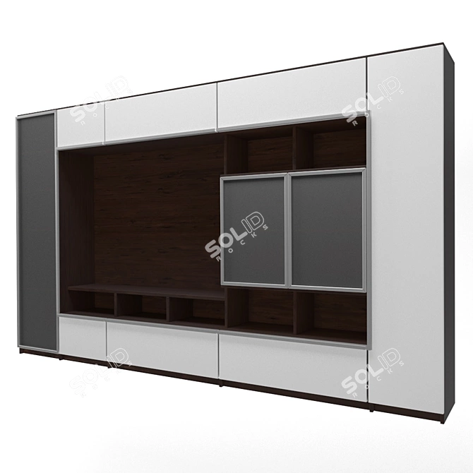 Minimalistic Glass Cabinet for 65-inch Plasma 3D model image 1