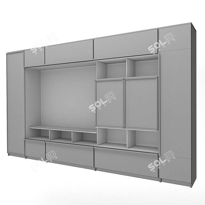 Minimalistic Glass Cabinet for 65-inch Plasma 3D model image 2