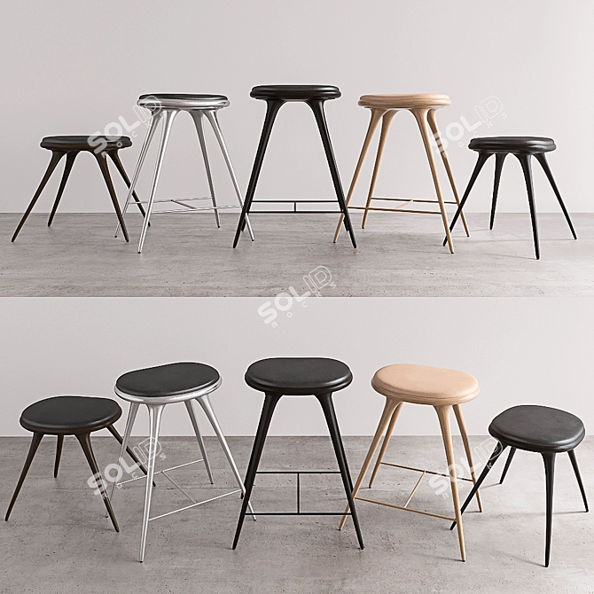 Scandinavian Designed Mater Stools 3D model image 1