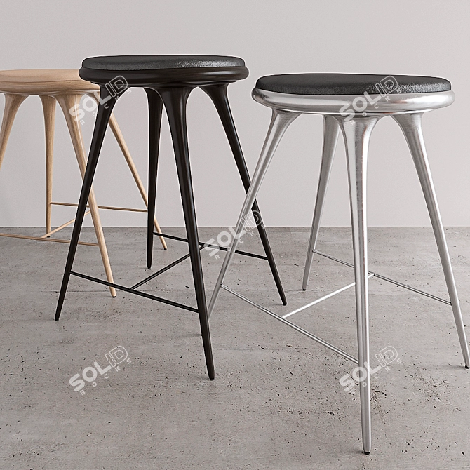 Scandinavian Designed Mater Stools 3D model image 2