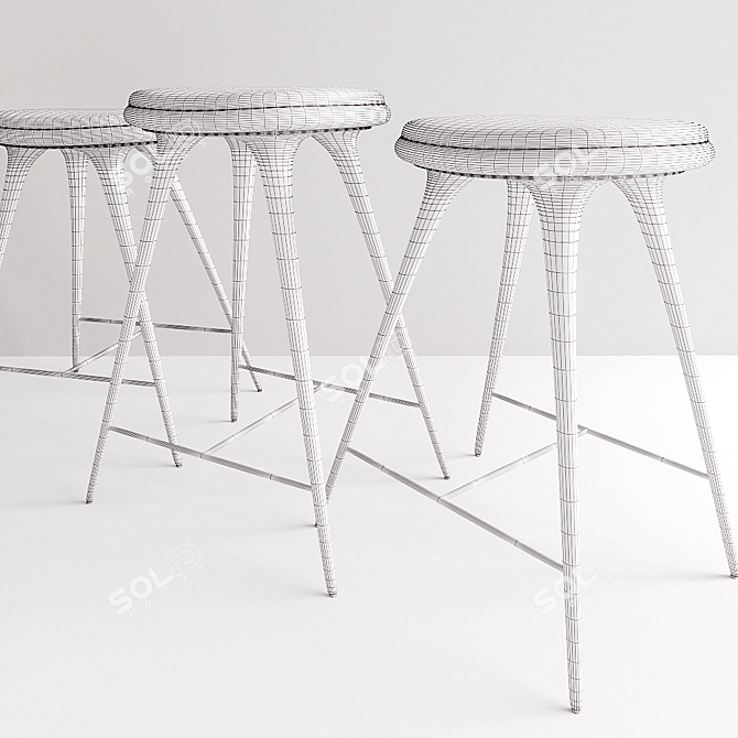 Scandinavian Designed Mater Stools 3D model image 3