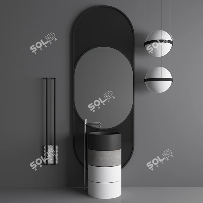 Modern Ring Wash Basin 3D model image 1