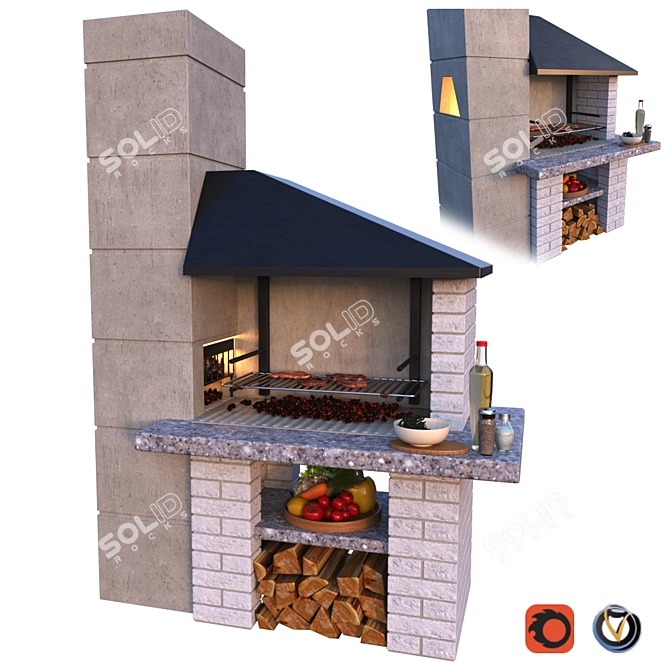 Italian Palazzetti Faro BBQ: Superior Quality Grilling 3D model image 1